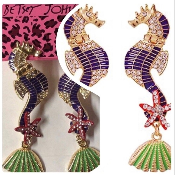 Betsy Johnson Purple Seahorse Earrings - Picture 4 of 12